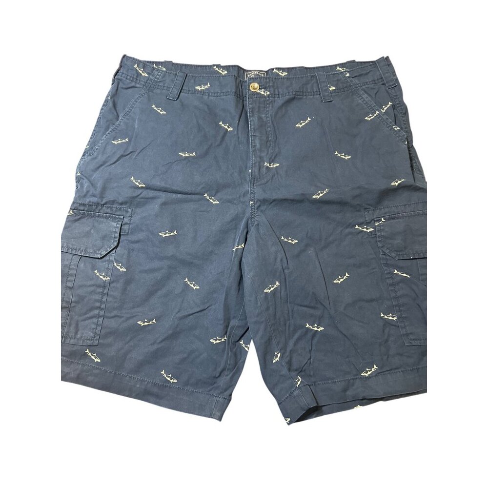 G.H. Bass & Co. Navy Shark Print Cargo Shorts 100% Cotton Size 40